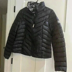 Nautica Performance Jacket Reversible Black Floral Packable Jacket Women's M